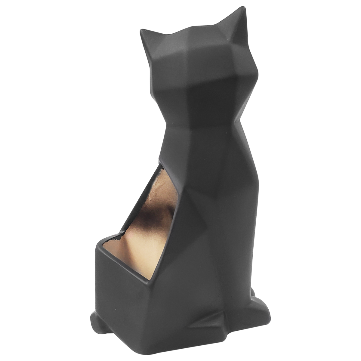 Maceta en forma de gato geométrico de cerámica mate