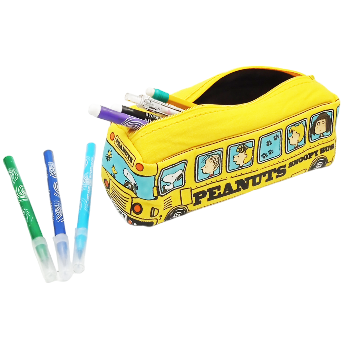 Lapicera camioncito escolar Snoopy amarilla
