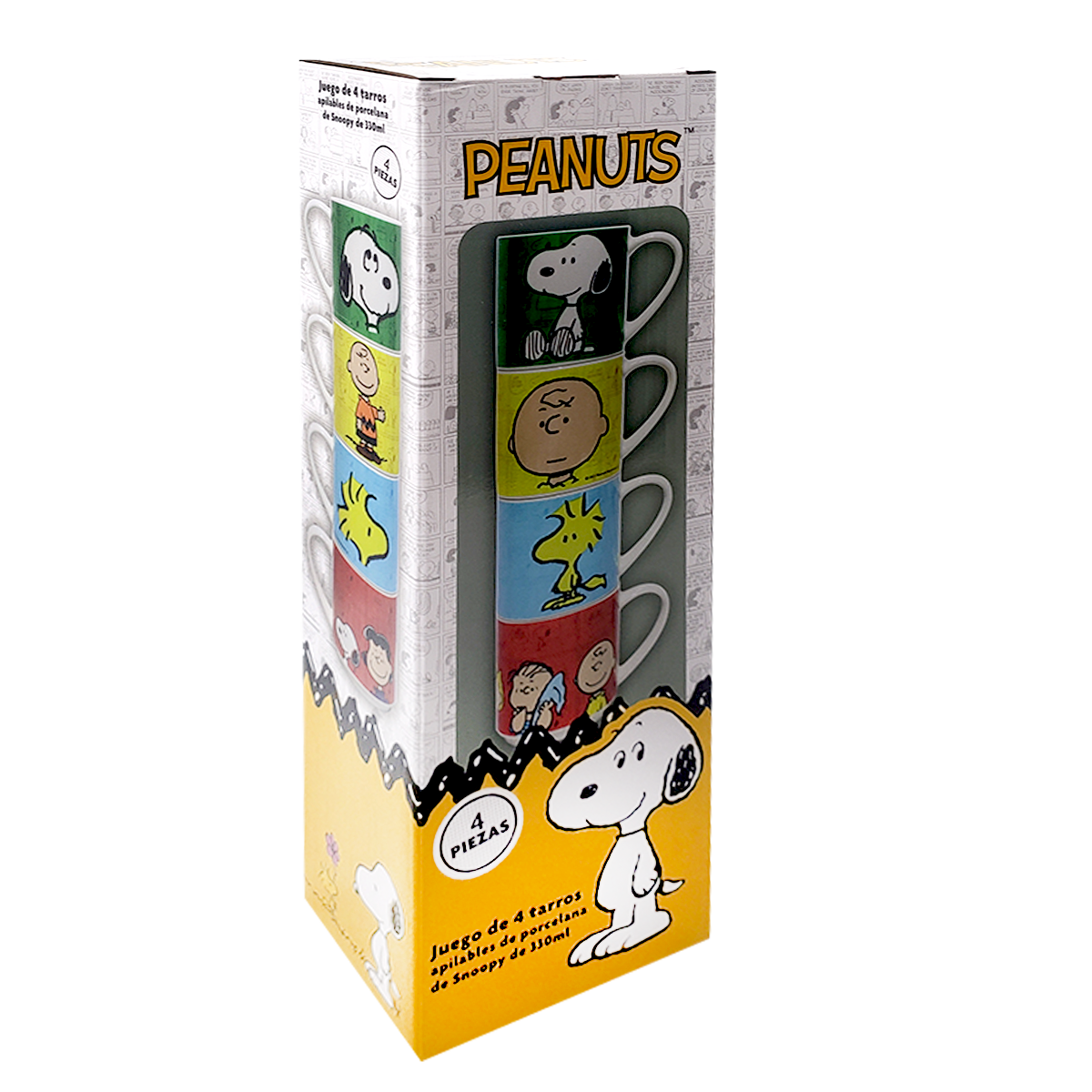 Juego de 4 tazas apilables Snoopy de porcelana