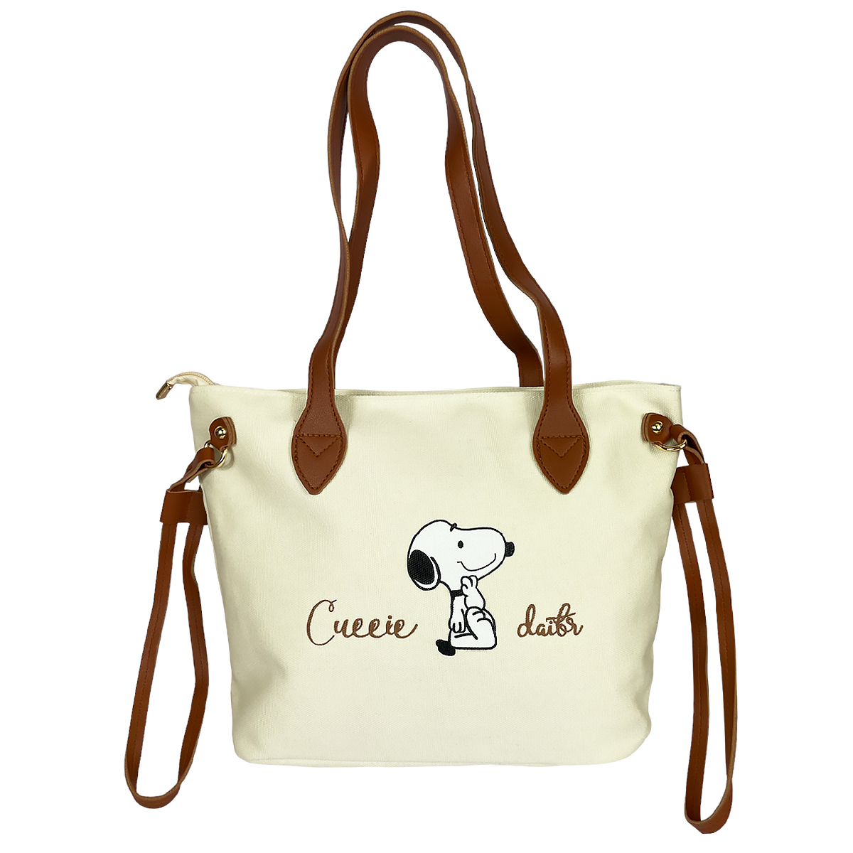 Bolsa tote de asa café Snoopy