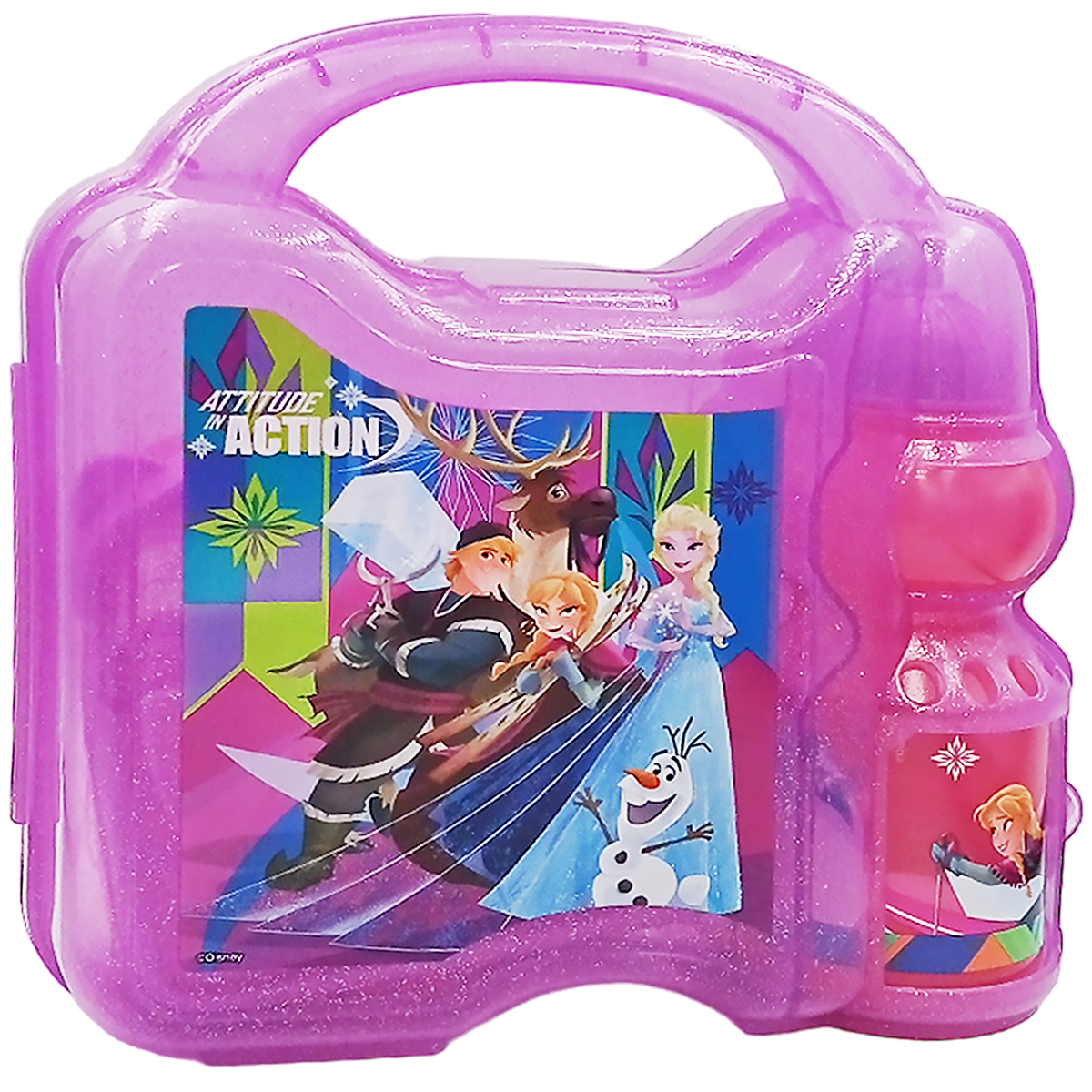 Lonchera infantil con porta vaso de plástico Frozen