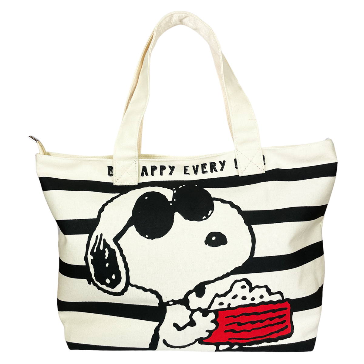 Bolsa tote de asa Snoopy rayada