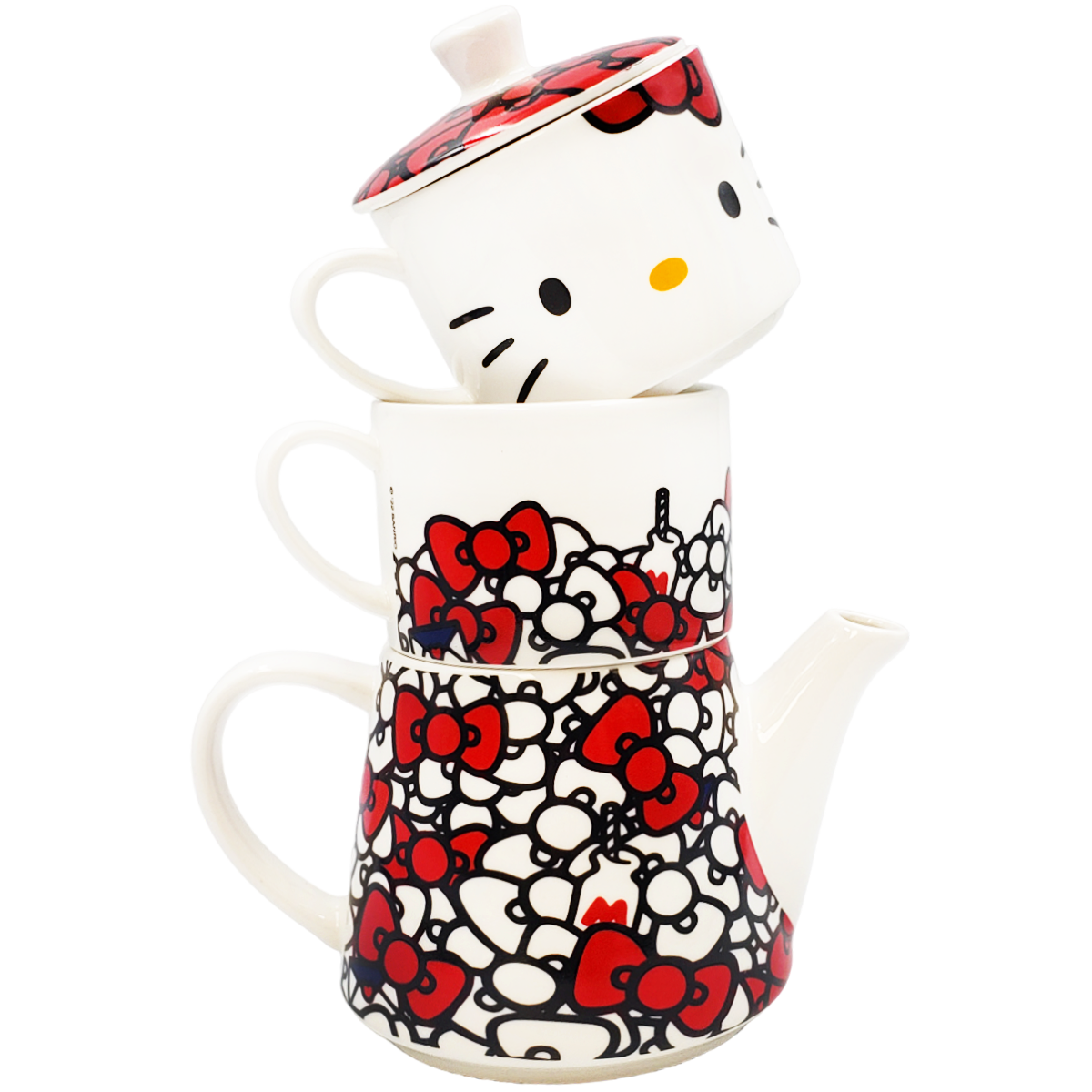 Juego de té de porcelana tetera apilable Hello Kitty