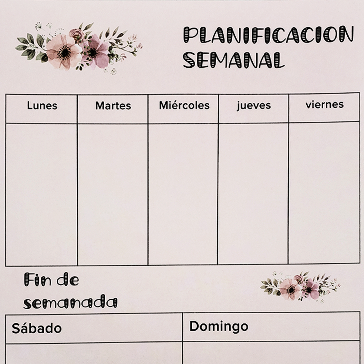 Planificador semanal block tamaño carta - Flores