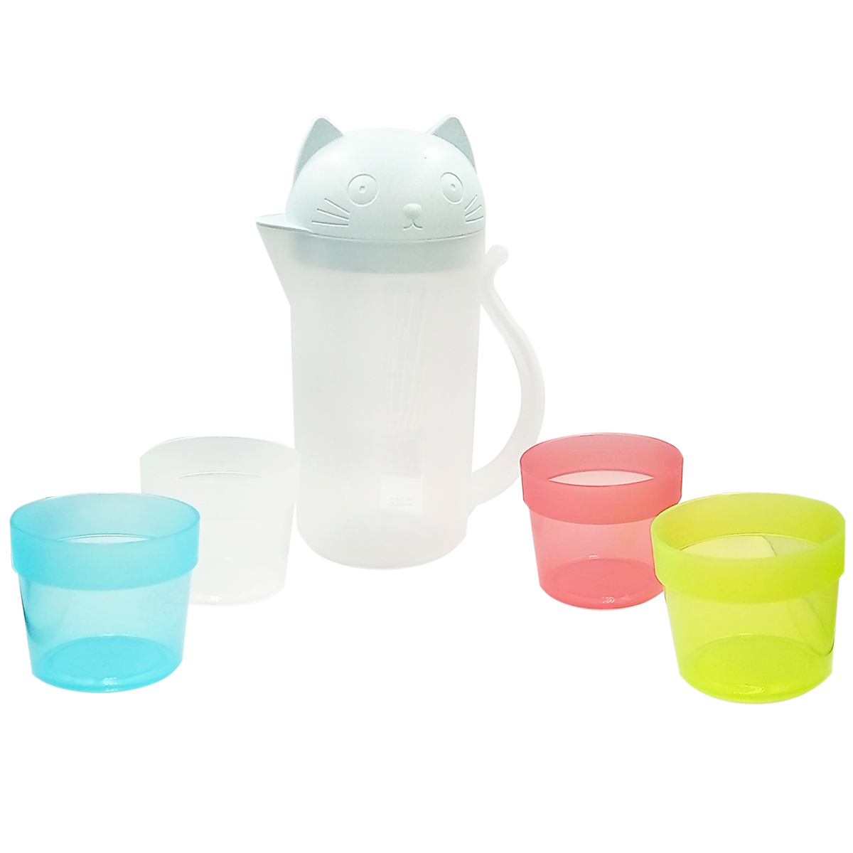 Jarra de gatito con 4 tazas - Azul