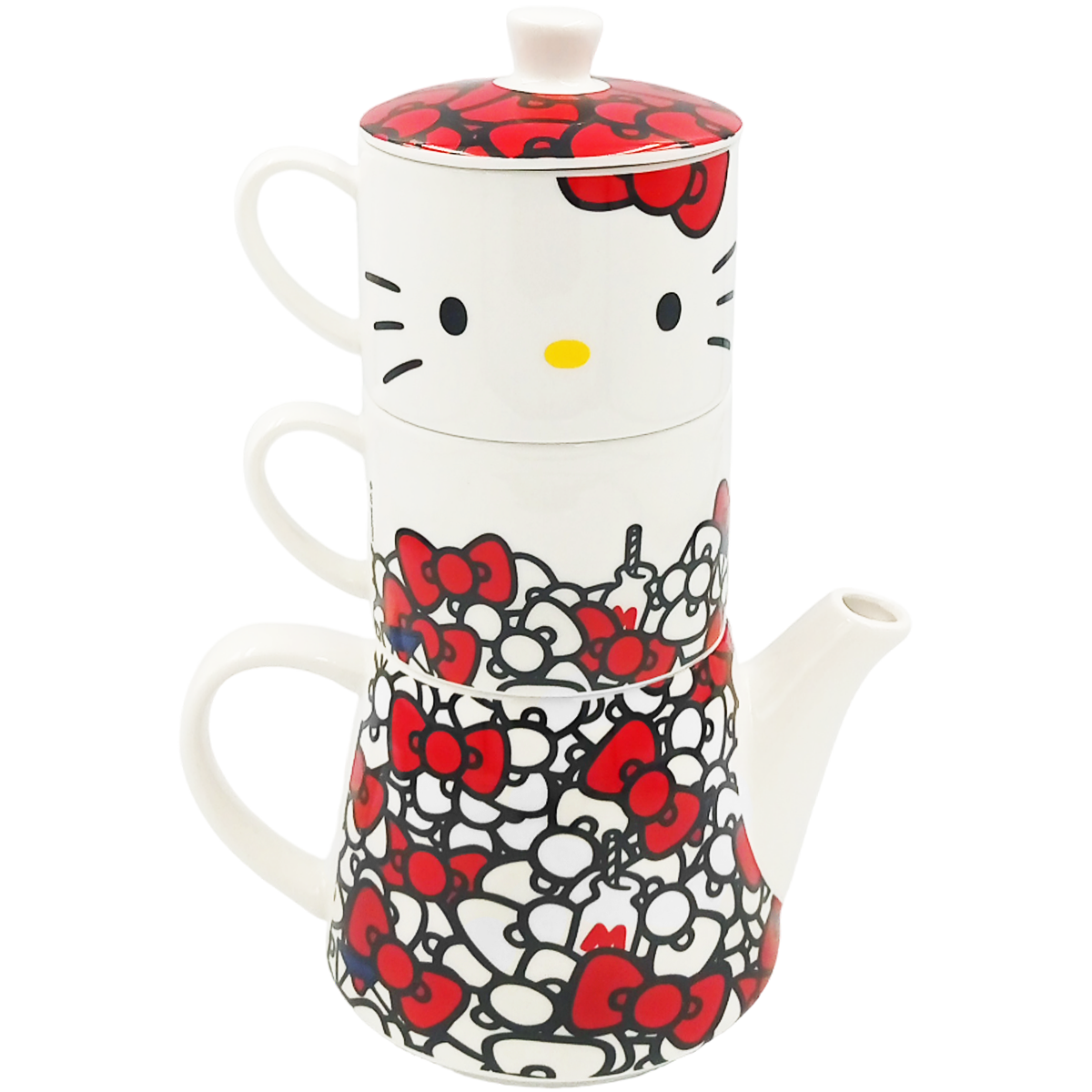 Juego de té de porcelana tetera apilable Hello Kitty