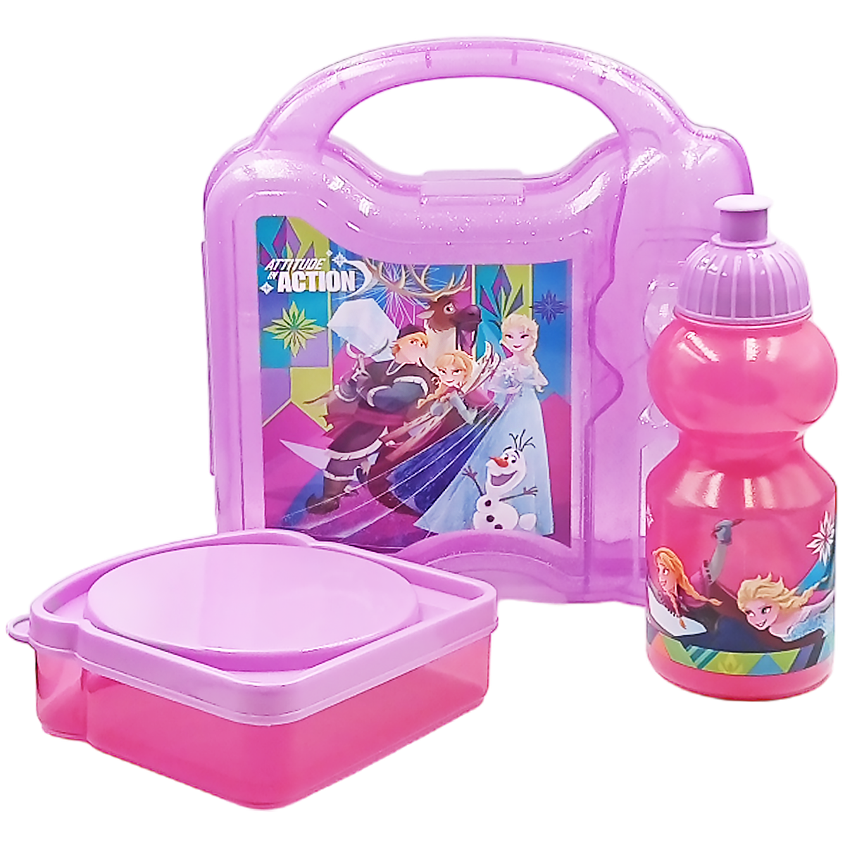 Lonchera infantil con porta vaso de plástico Frozen