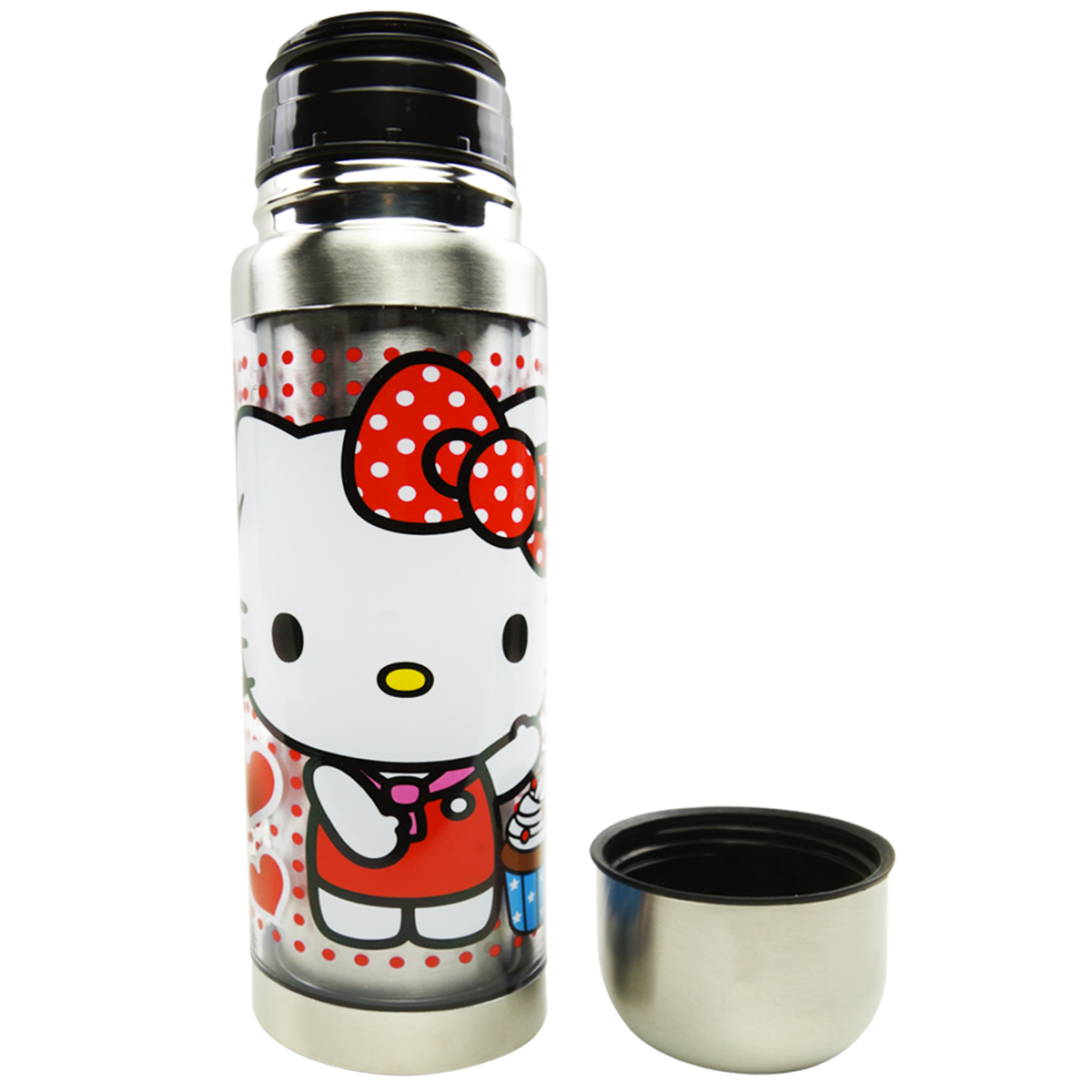 Botella termo de doble pared, tapa de acero Hello Kitty