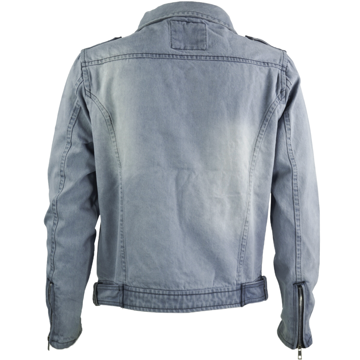 Chamarra rockera biker de mezclilla Gris