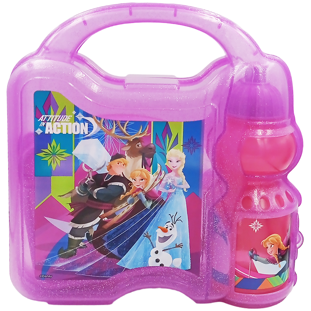 Lonchera infantil con porta vaso de plástico Frozen