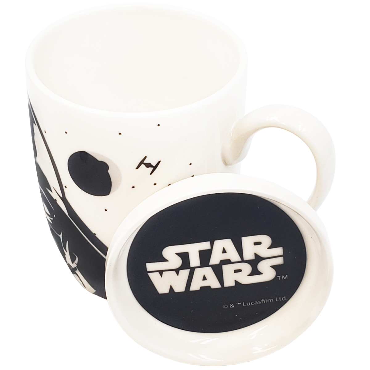Taza para café con tapa de porcelana Darth Vader
