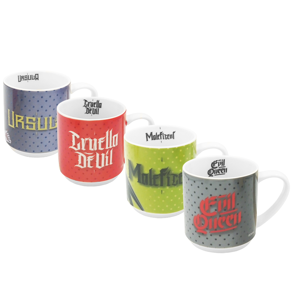 Juego de 4 tazas apilables Villanas Disney de porcelana 330 Ml