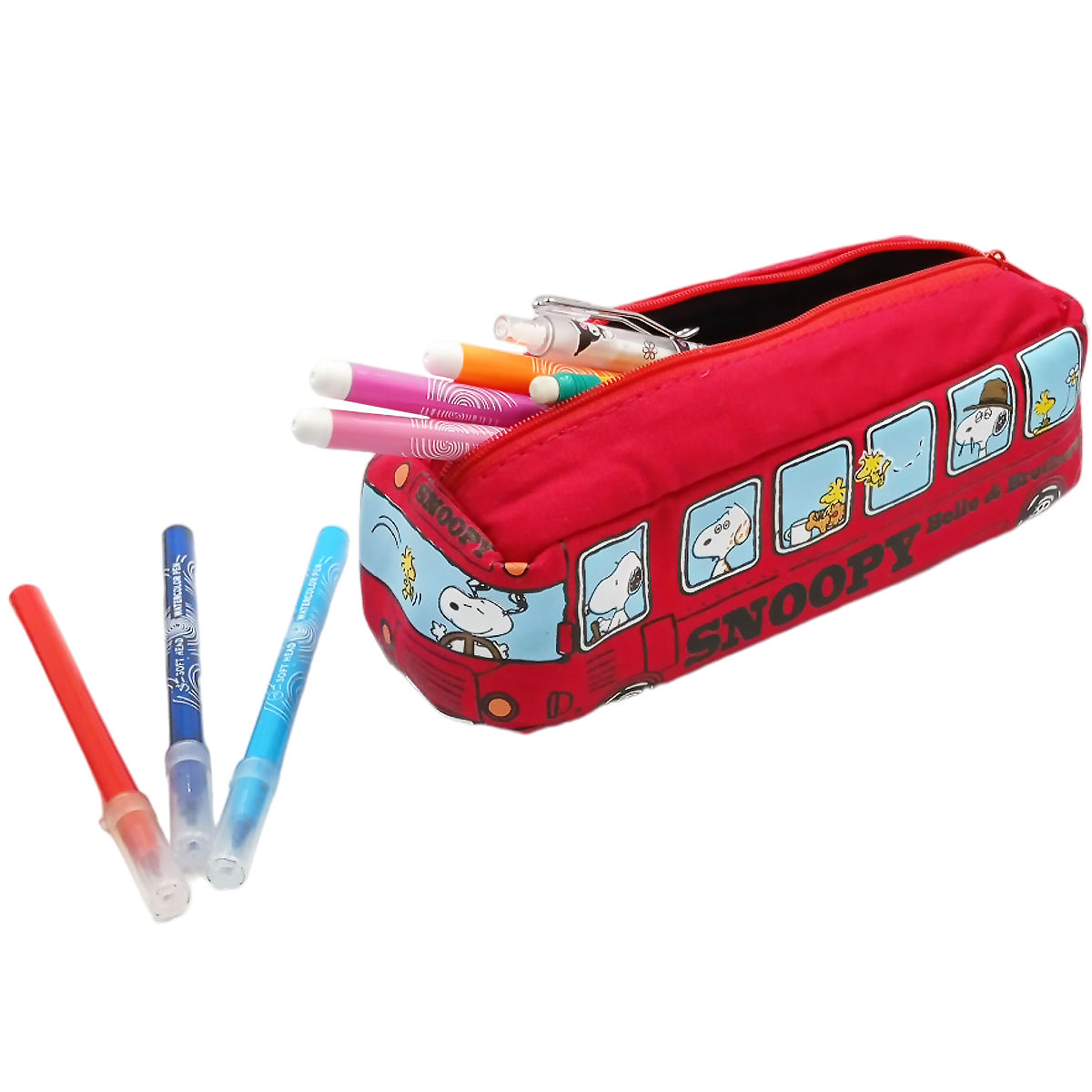 Lapicera camioncito escolar Snoopy roja