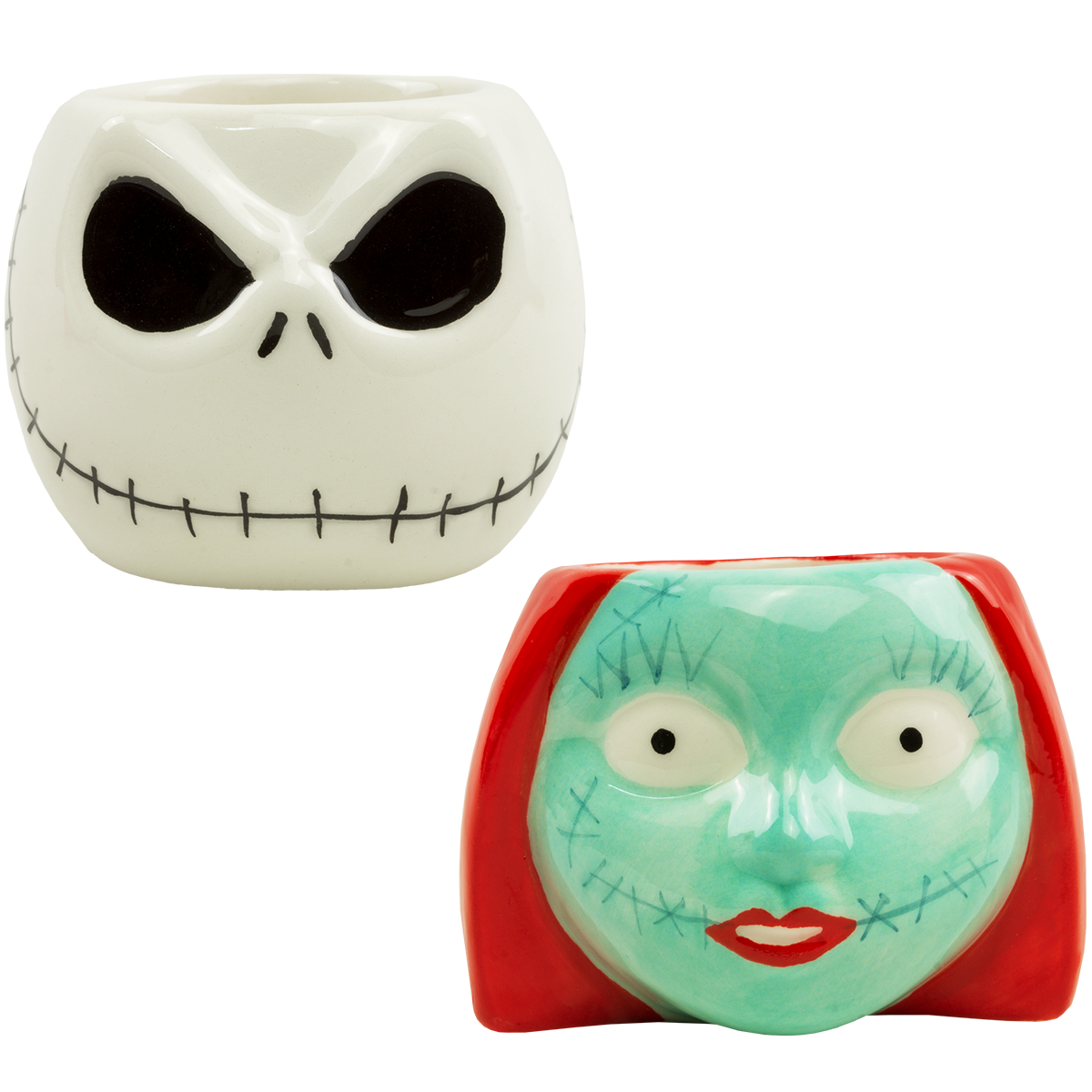 Set 2 Mini tazas dúo coleccionable Jack y Sally de cerámica