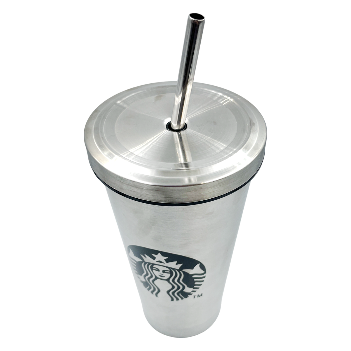 Vaso de metal con popote - Sirena