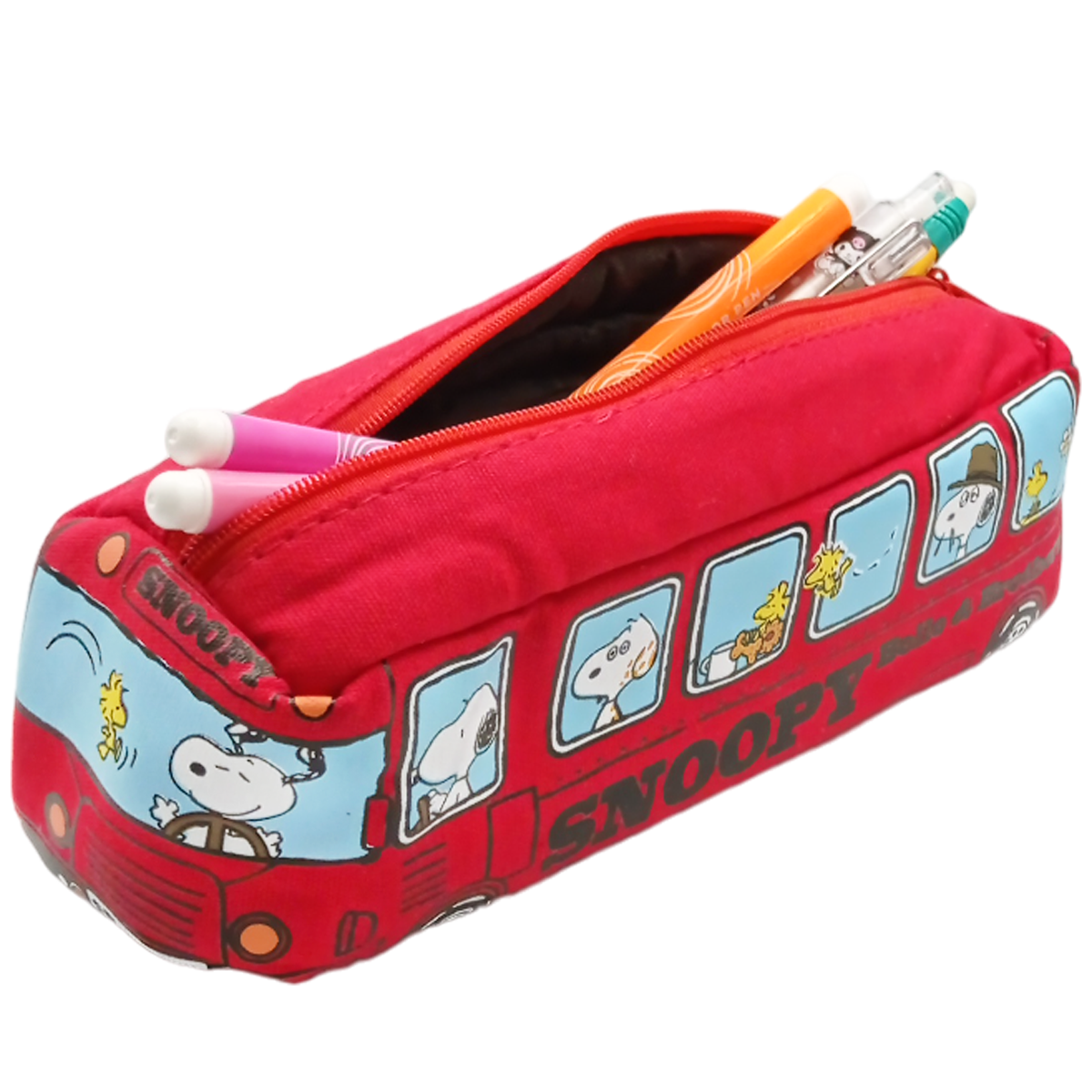 Lapicera camioncito escolar Snoopy roja