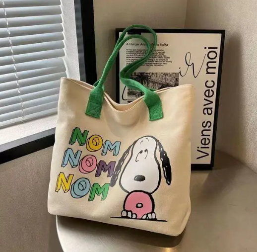 Bolsa tote de asa verde Snoopy