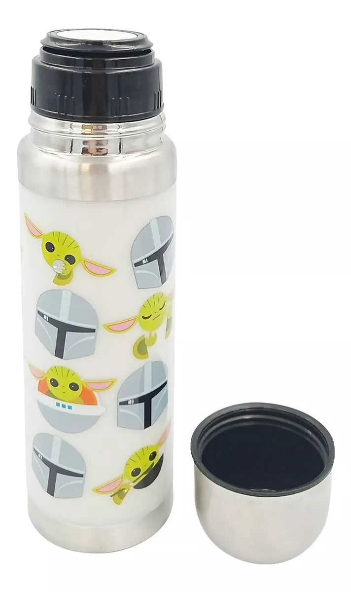Botella termo de doble pared, tapa de acero Baby Yoda