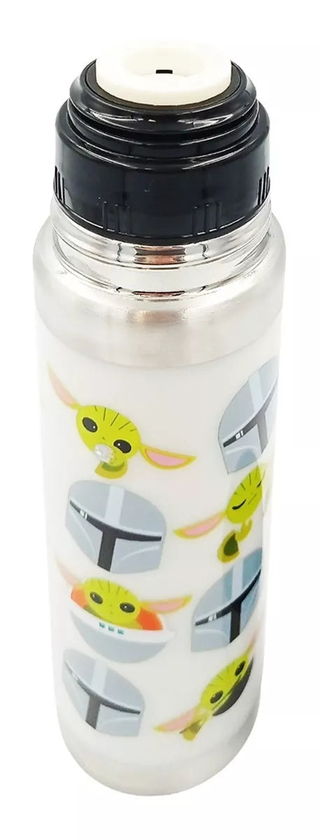 Botella termo de doble pared, tapa de acero Baby Yoda