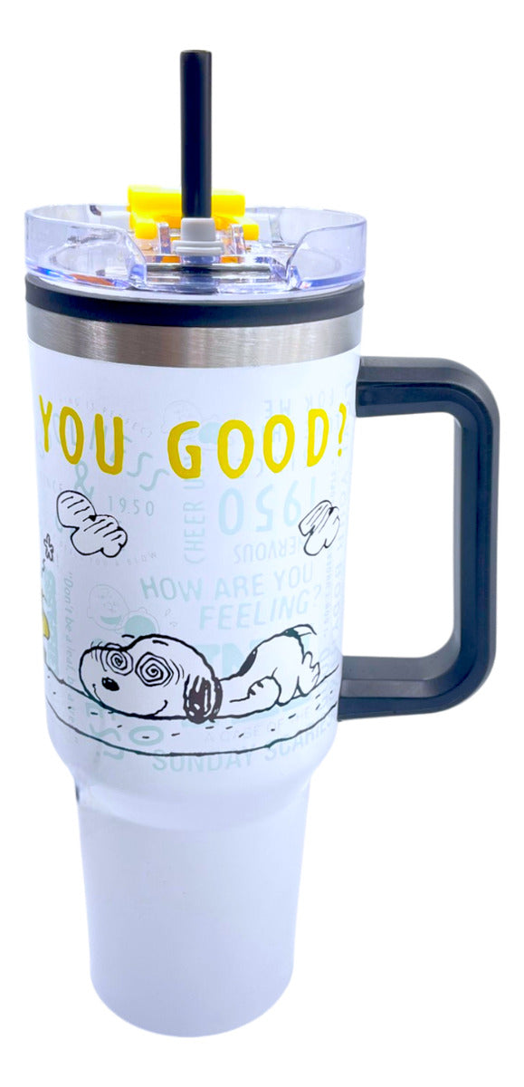 Termo Doble Pared Vaso Térmico Con Popote Snoopy