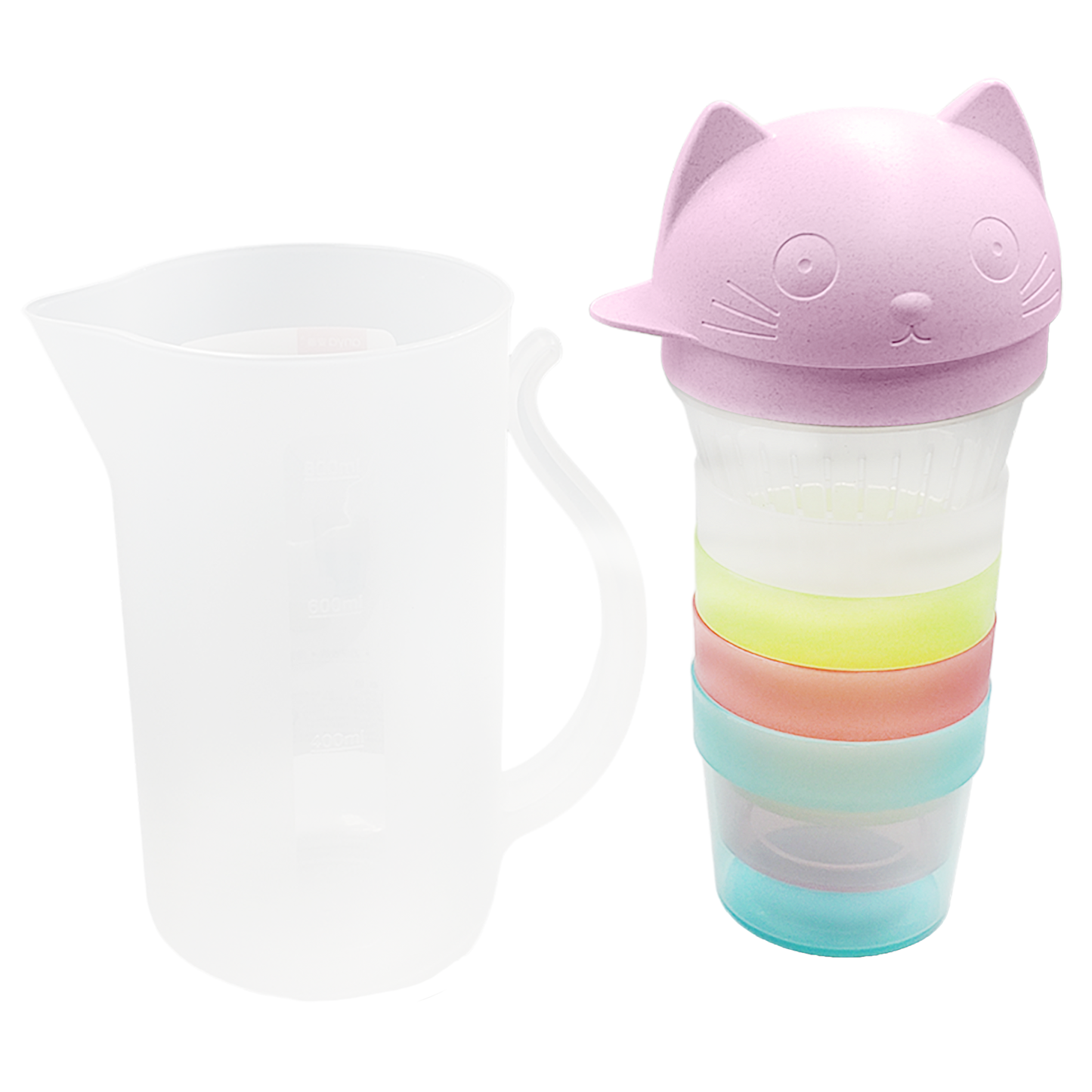 Jarra de gatito con 4 tazas - Rosa