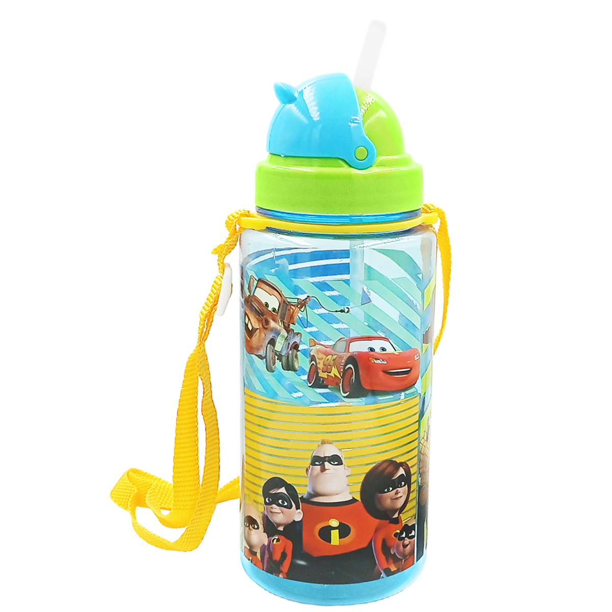 Botella cantimplora con popote y correa Disney Pixar