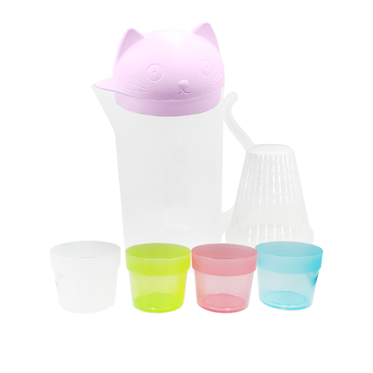 Jarra de gatito con 4 tazas - Rosa