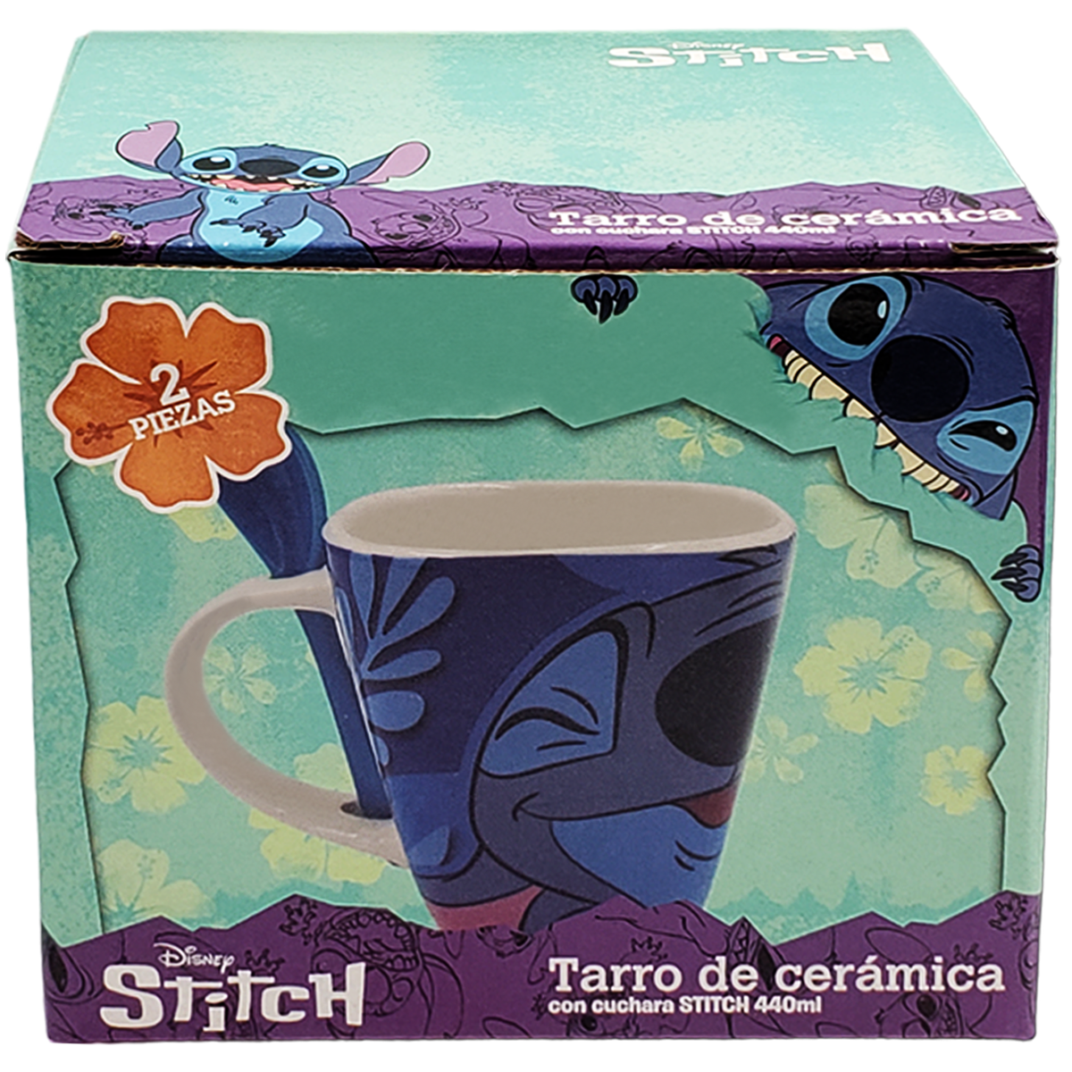 Taza de Stitch con cuchara de cerámica - Azul