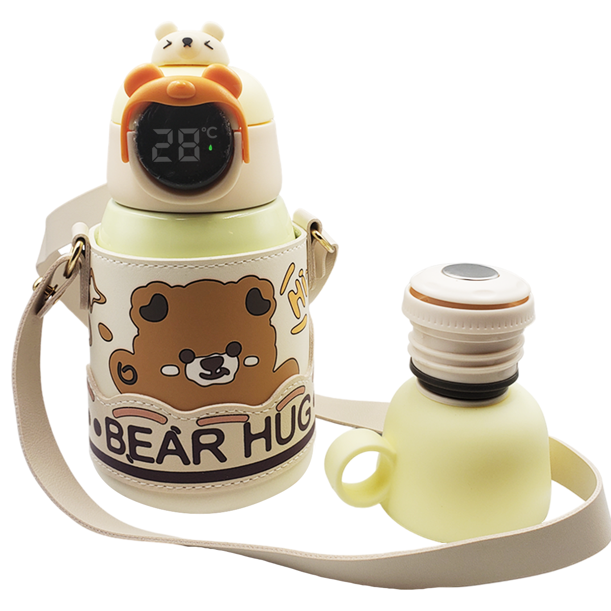 Termo de aluminio con medidor de temperatura y funda