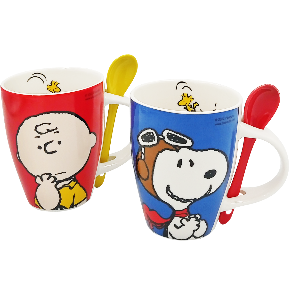 Juego de 2 Tazas de cerámica con cuchara Charly Brown y Snoopy