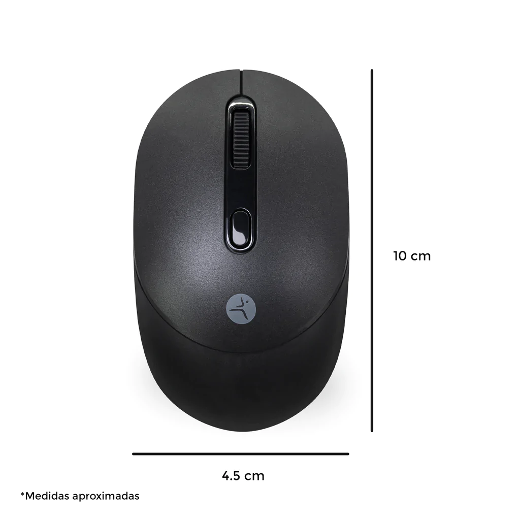 Mouse óptico inalámbrico de clic silencioso ambidiestro - Negro