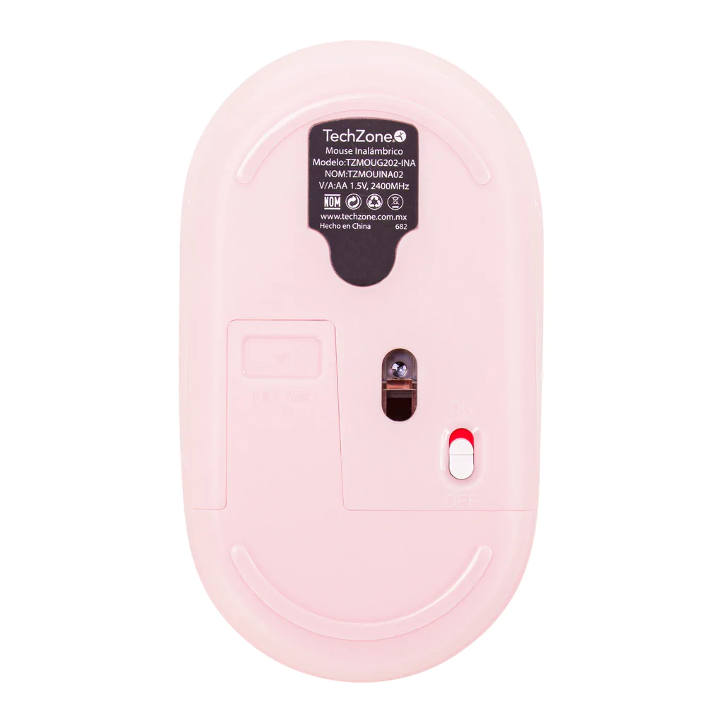 Mouse óptico inalámbrico de clic silencioso ambidiestro - Rosa