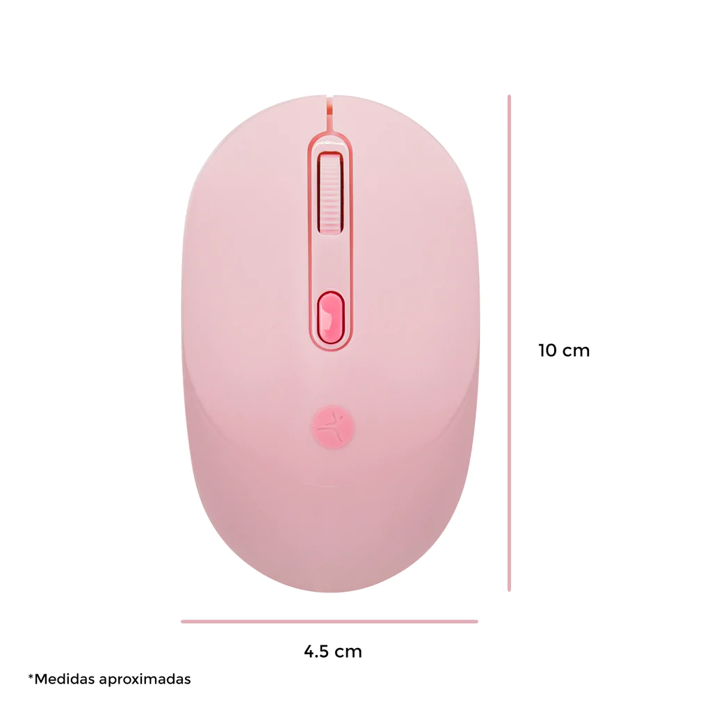 Mouse óptico inalámbrico de clic silencioso ambidiestro - Rosa