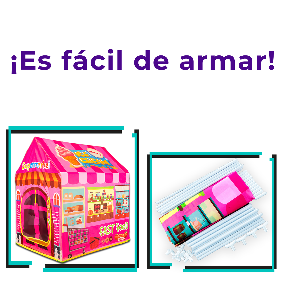 Casita tienda de juegos de super mercado para aire libre o interior