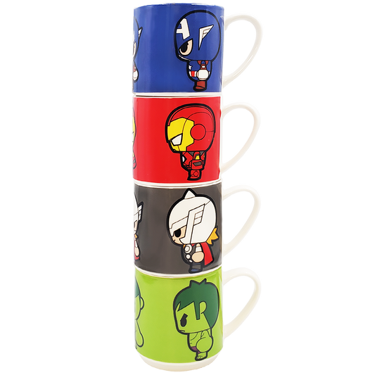 Juego de 4 tazas apilables Avengers de porcelana 330 Ml