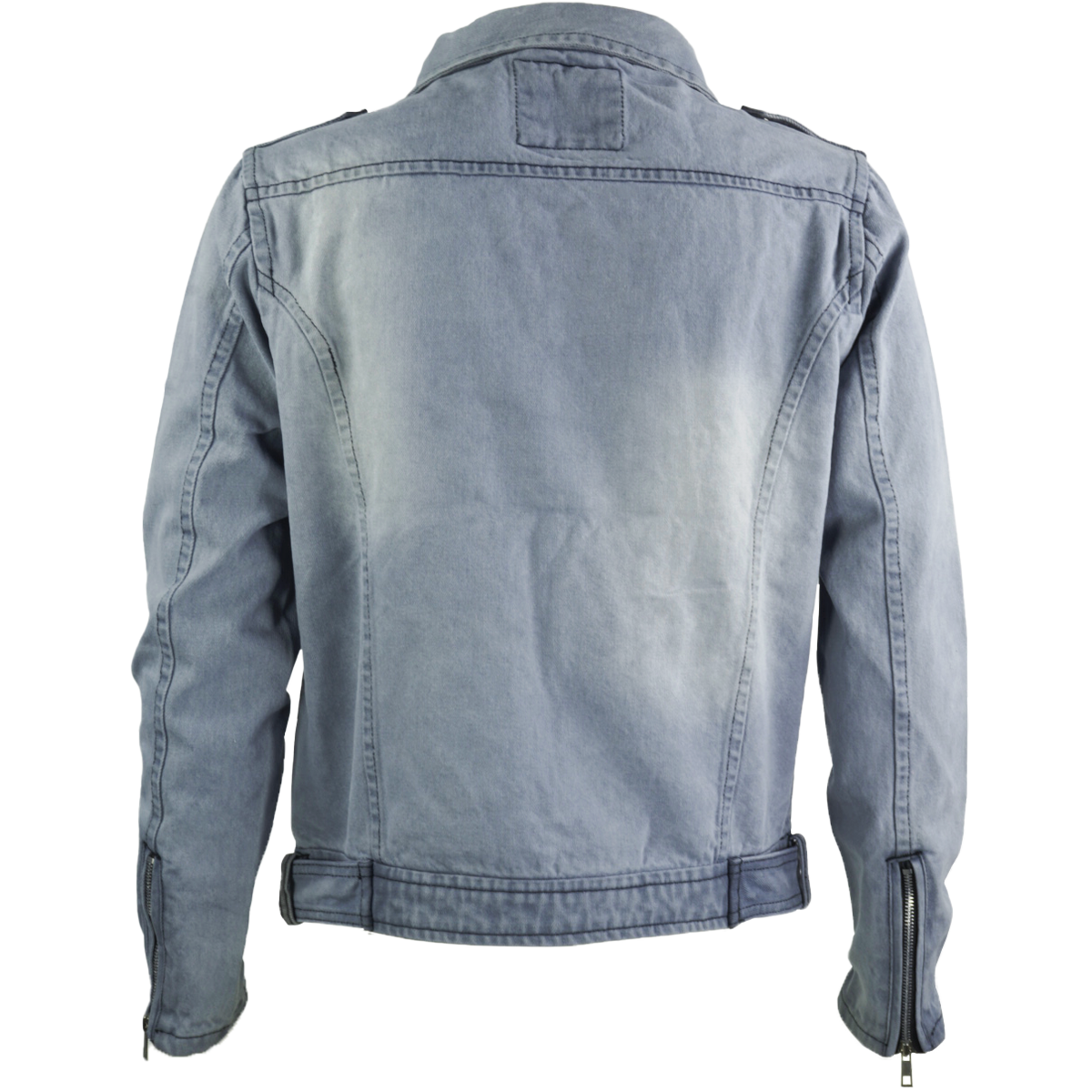 Chamarra rockera biker de mezclilla Gris