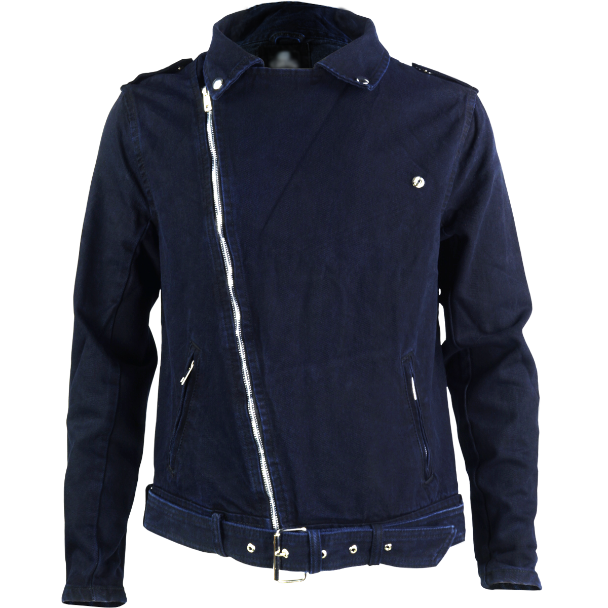 Chamarra rockera biker de mezclilla Azul Marino