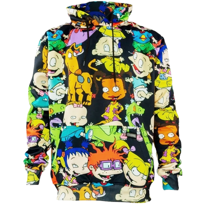 Sudadera hoddie hombre cerrada con gorro negra - Rugrats