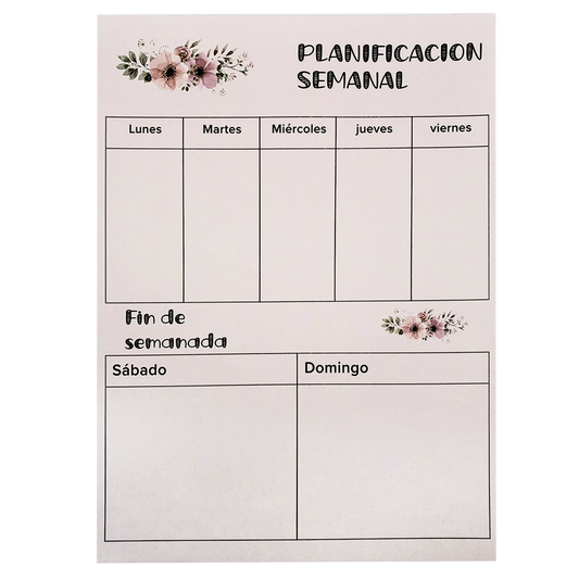 Planificador semanal block tamaño carta - Flores