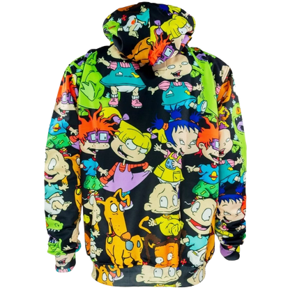 Sudadera hoddie hombre cerrada con gorro negra - Rugrats