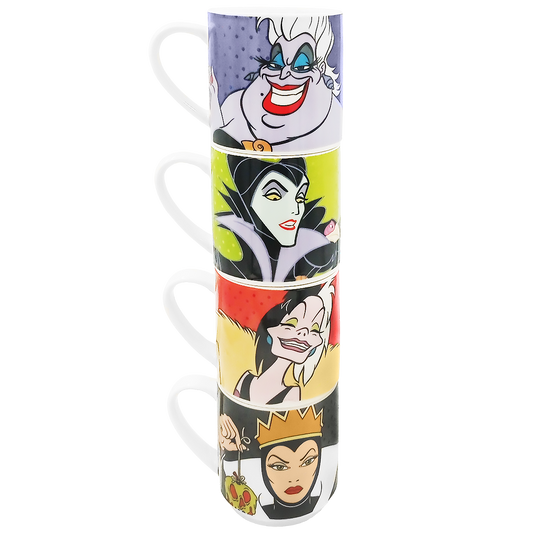 Juego de 4 tazas apilables Villanas Disney de porcelana 330 Ml