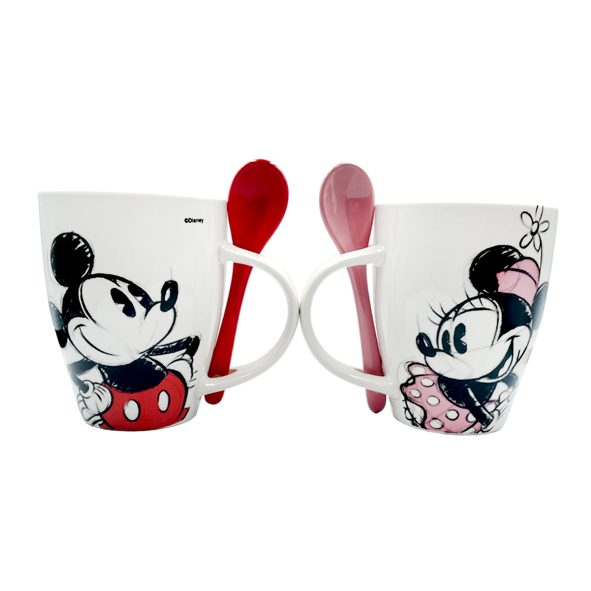 Juego de 2 Tazas de cerámica con cuchara Mickey y Minnie