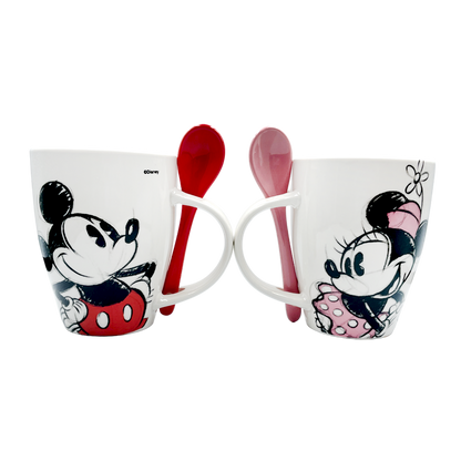 Juego de 2 Tazas de cerámica con cuchara Mickey y Minnie