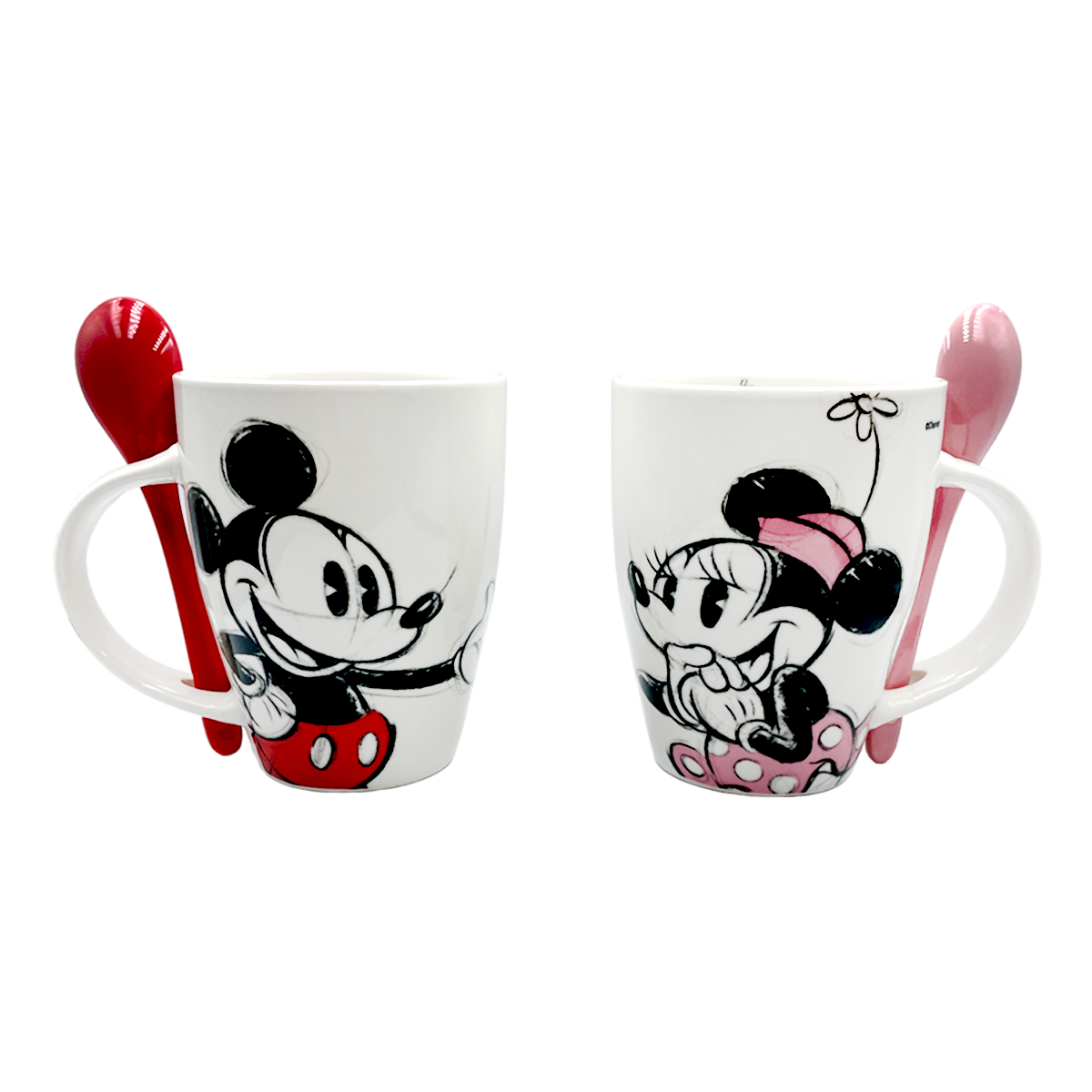 Juego de 2 Tazas de cerámica con cuchara Mickey y Minnie