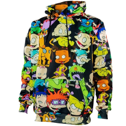 Sudadera hoddie hombre cerrada con gorro negra - Rugrats