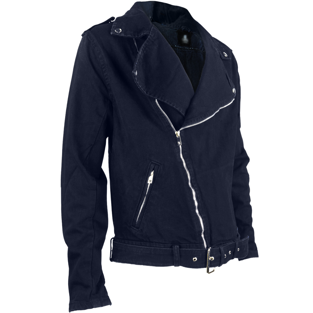 Chamarra rockera biker de mezclilla Azul Marino
