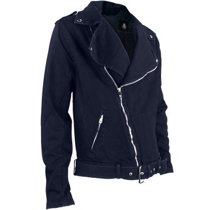 Chamarra rockera biker de mezclilla Azul Marino