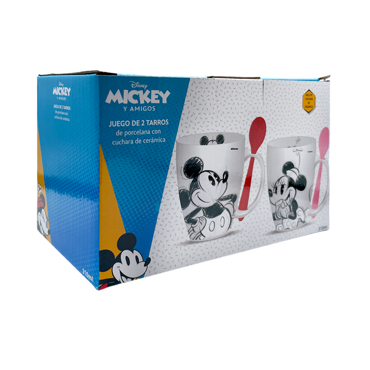 Juego de 2 Tazas de cerámica con cuchara Mickey y Minnie