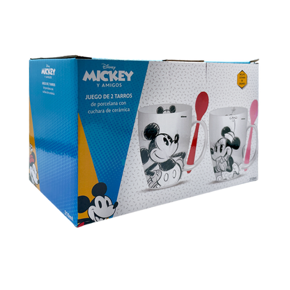 Juego de 2 Tazas de cerámica con cuchara Mickey y Minnie