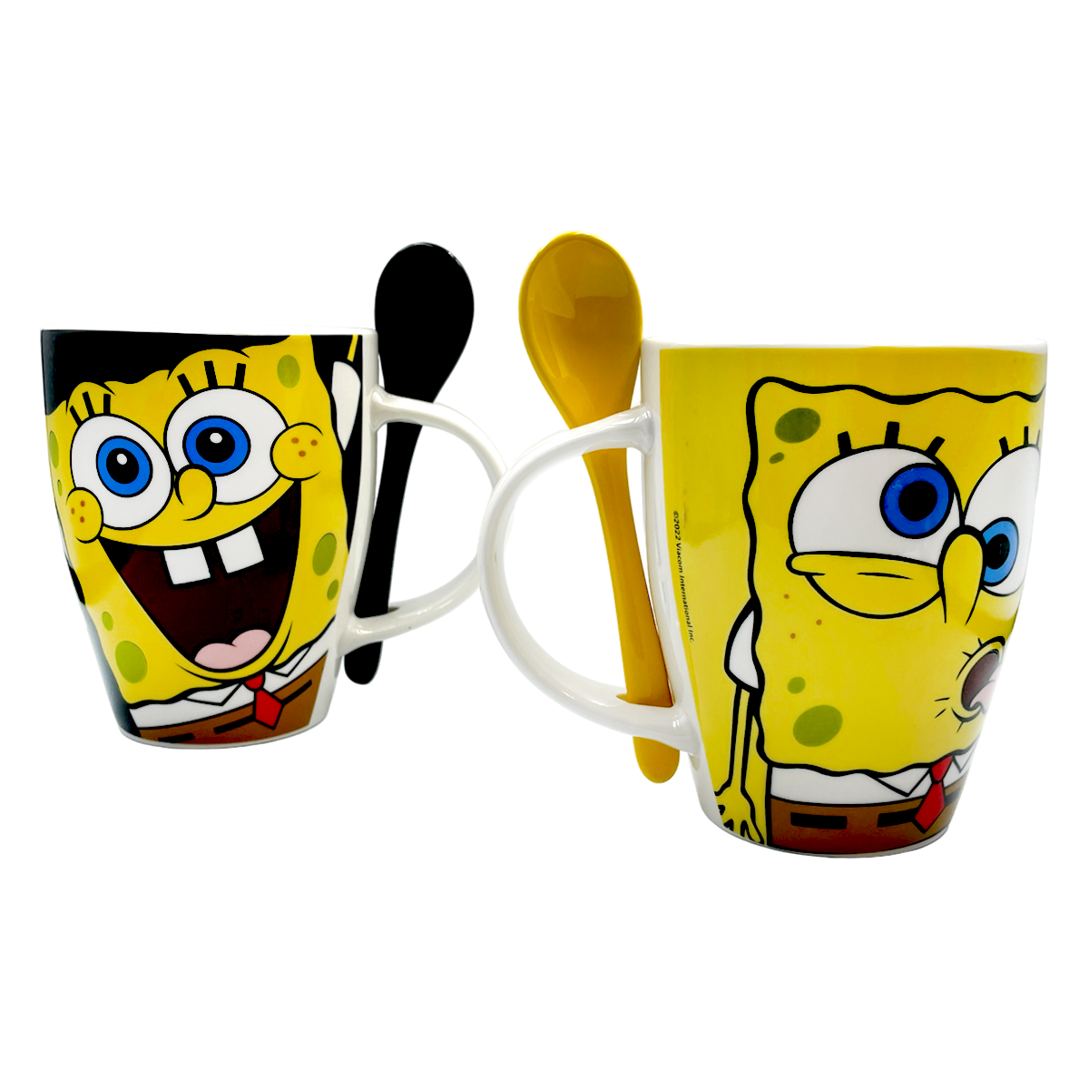 Juego de 2 Tazas de cerámica con cuchara Bob esponja